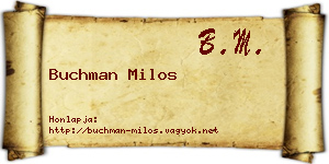 Buchman Milos névjegykártya